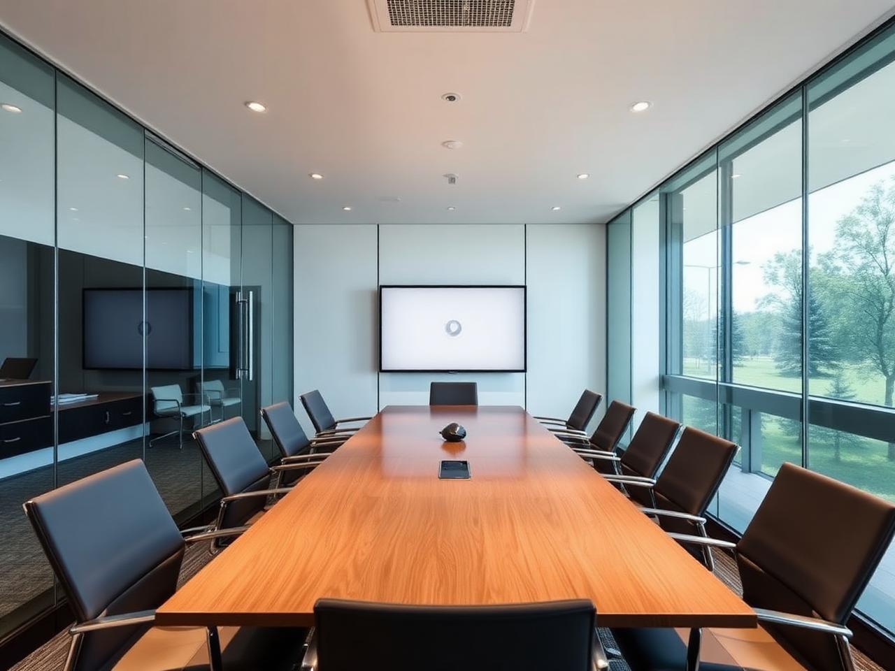 Modern meeting room with video conferencing technology
